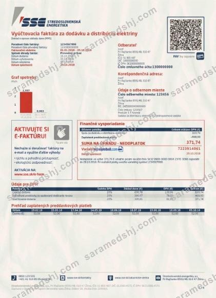 Slovakia SSE energy utility bill